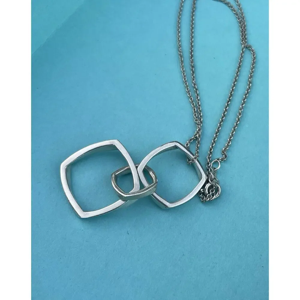 Tiffany & Co. Triple Torque Frank Gehry Pendant Necklace Silver Drop Dangle 925 - Picture 3 of 12